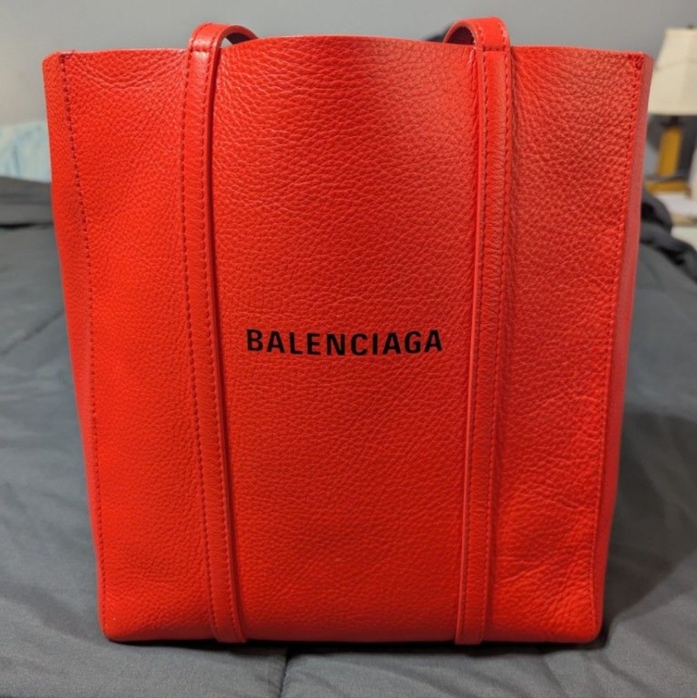 Balenciaga Red Pebbled Leather Tote